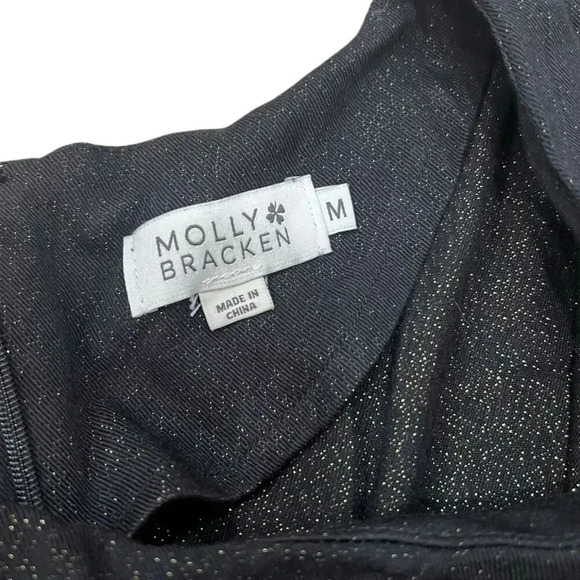 Molly Bracken Black Gold Sparkle Draped Playsuit Romper M - Picture 6 of 6